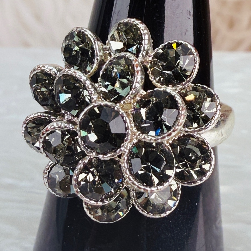 Silvertone Super Bling Statement Ring Size 8 1/2 - image 2